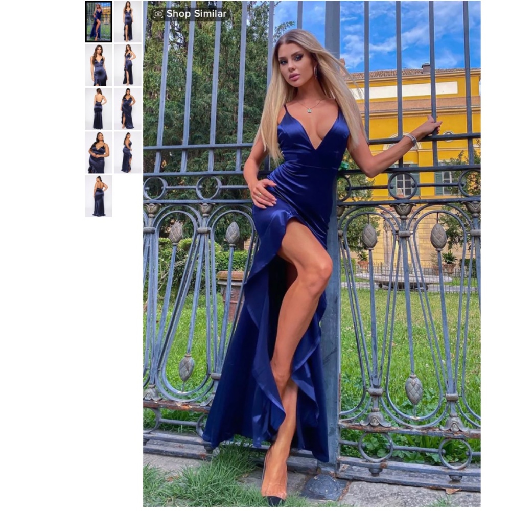 Temporary Love Satin Mermaid Dress - Navy
